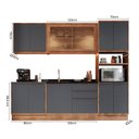 Ver imagem 3 de Cozinha Completa Modulada com Vidro Reflecta 5 Peças 11 Portas 3 Gavetas Viena Cinza/Freijó/Grafito