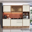 Ver imagem 2 de Cozinha Completa Modulada com Vidro Reflecta 5 Peças 11 Portas 3 Gavetas Viena Branco/Freijó/Cinza a