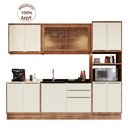 Ver imagem 3 de Cozinha Completa Modulada com Vidro Reflecta 5 Peças 11 Portas 3 Gavetas Viena Branco/Freijó/Cinza a
