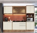 Ver imagem 1 de Cozinha Completa Modulada com Vidro Reflecta 5 Peças 11 Portas 3 Gavetas Viena Branco/Freijó/Cinza a