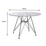 Mesa jantar eames de ferro preto tampo redondo 90cm vidro 4 cadeiras pretas - 2