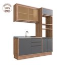 Ver imagem 3 de Cozinha Compacta Modulada com Vidro Reflecta 3 Peças 6 Portas Viena Cinza/Freijó/Grafito