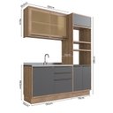 Ver imagem 4 de Cozinha Compacta Modulada com Vidro Reflecta 3 Peças 6 Portas Viena Cinza/Freijó/Grafito