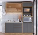 Ver imagem 1 de Cozinha Compacta Modulada com Vidro Reflecta 3 Peças 6 Portas Viena Cinza/Freijó/Grafito