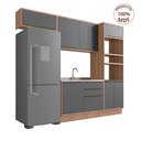 Ver imagem 2 de Cozinha Completa Modulada 4 Peças 7 Portas Viena Cinza/Freijó/Grafito