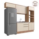 Ver imagem 2 de Cozinha Completa Modulada 4 Peças 7 Portas Viena Branco/Freijó/Cinza Argila