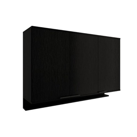 Armário Aéreo P/ Cozinha Alpha 2501 C/ 3 Portas 120cm Preto - Carraro