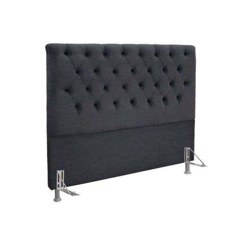 Cabeceira Cama Box Estofada Queen Queen Embaixatriz Suede Cinza - Simbal