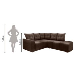 Sofá De Canto Marrocos Marrom Suede Liso - 10