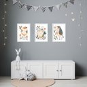 Ver imagem 1 de Kit 3 Quadros Quarto Infantil Tema Passarinhos 24x18cm:moldura Branca