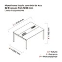 Ver imagem 3 de Estação de Trabalho Mesa Plataforma Escritório Dupla para 2 Pessoas com Caixa de Tomada Pdc Marrom/Walnut/Branco