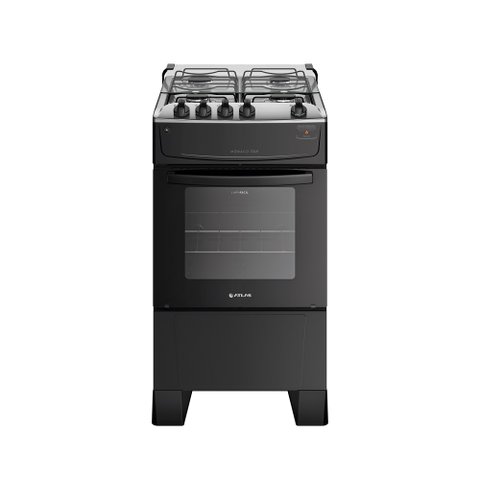 Fogão Atlas 4 Bocas Mônaco Top com Mesa Inox Preto Bivolt