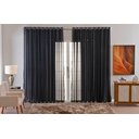 Ver imagem 2 de Cortina Sala Quarto Voal Liso Delicate 400x2,80 Transparente:preto