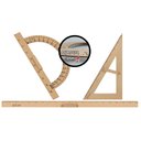 Ver imagem 1 de Kit Geométrico do Professor Mdf Com Régua 1 Metro 1 Transferidor 180 Graus 1 Esquadro 30º/60º Graus 