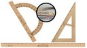 Ver imagem 1 de Kit Geométrico do Professor Mdf Com Régua 1 Metro 1 Transferidor 180 Graus 1 Esquadro 30º/60º Graus