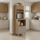 Ver imagem 1 de Paneleiro Torre Quente com Nichos para Microondas e Forno 198cm Marti Yescasa Mel/Cinza