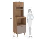 Ver imagem 5 de Paneleiro Torre Quente com Nichos para Microondas e Forno 198cm Marti Yescasa Mel/Fendi Cinza