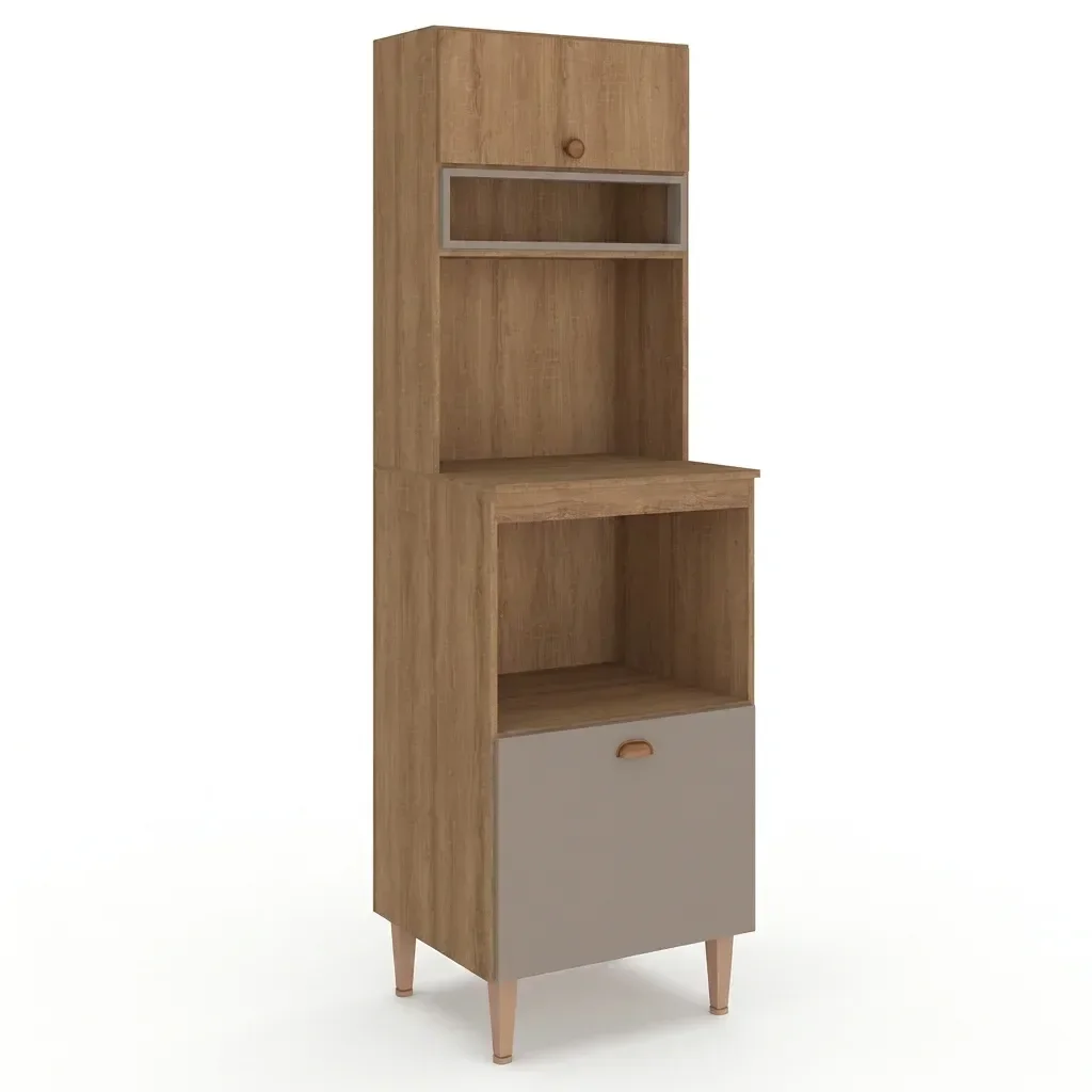 Ver imagem 2 de Paneleiro Torre Quente com Nichos para Microondas e Forno 198cm Marti Yescasa Mel/Fendi