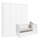 Ver imagem 1 de Berço Multifuncional Formare e Guarda Roupa Tutto New 4 Portas Branco Acetinado - Matic