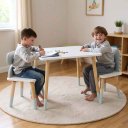 Ver imagem 2 de Mesa e 2 Cadeiras Infantil Dinossauro Kit Livro Educativo em Madeira - Cinza