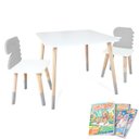 Ver imagem 3 de Mesa e 2 Cadeiras Infantil Dinossauro Kit Livro Educativo em Madeira - Cinza