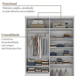 Guarda-roupa Solteiro 100% Mdf Bp com 2 Portas de Espelho Geneve - 8