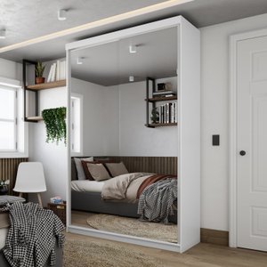 Guarda-roupa Solteiro 100% Mdf Bp com 2 Portas de Espelho Geneve