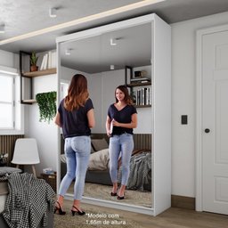 Guarda-roupa Solteiro 100% Mdf Bp com 2 Portas de Espelho Geneve - 2