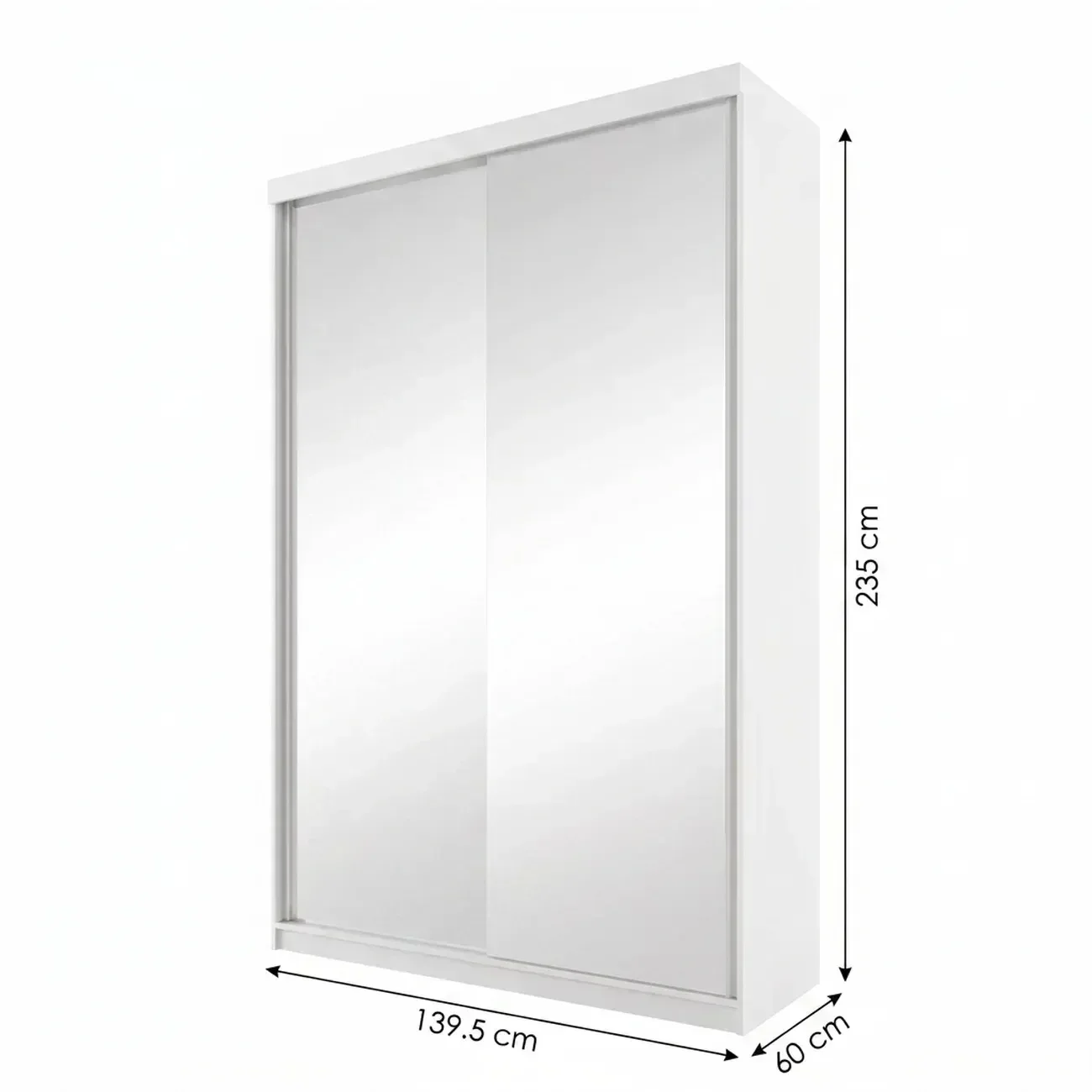 Ver imagem 3 de Guarda-Roupa Solteiro 2 Portas com Espelho 100% MDF Geneve Branco