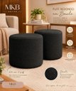 Ver imagem 1 de Kit com 2 Mini Puff Redondo Tecido Boucle Preto