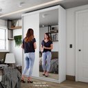 Ver imagem 2 de Guarda-roupa Solteiro 100% Mdf Bp com 2 Portas e 1 Espelho Geneve