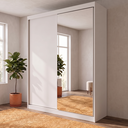Ver imagem 1 de Guarda-Roupa Solteiro 2 Portas e 1 Espelho 100% MDF Geneve Branco