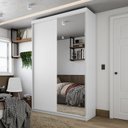 Ver imagem 1 de Guarda-roupa Solteiro 100% Mdf Bp com 2 Portas e 1 Espelho Geneve