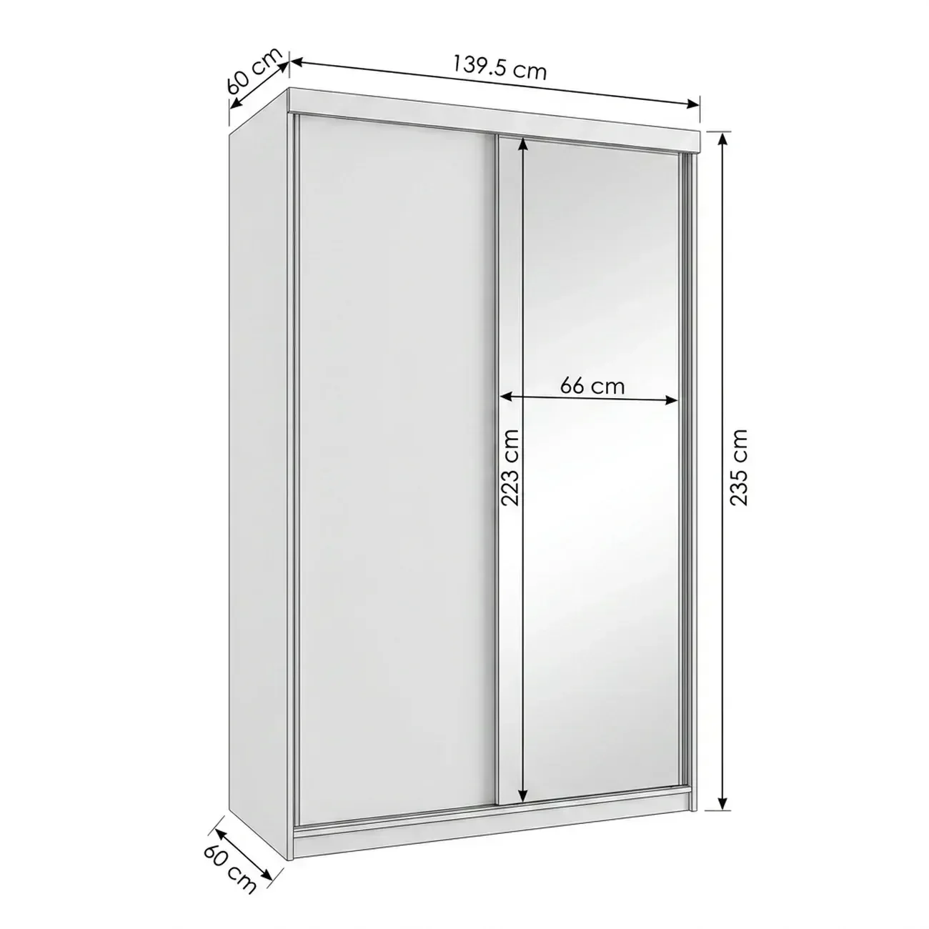Ver imagem 3 de Guarda-Roupa Solteiro 2 Portas e 1 Espelho 100% MDF Geneve Branco