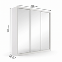 Ver imagem 3 de Guarda-Roupa Casal 3 Portas com Espelho 100% MDF Geneve Branco