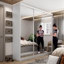 Ver imagem 2 de Guarda-roupa Solteiro 100% Mdf Bp com 3 Portas de Espelho Geneve