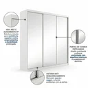 Ver imagem 6 de Guarda-Roupa Casal 3 Portas com Espelho 100% MDF Geneve Branco