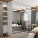 Ver imagem 1 de Guarda-roupa Solteiro 100% Mdf Bp com 3 Portas de Espelho Geneve