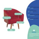Ver imagem 4 de Poltrona Jade Decorativa Moderna Sala de Estar Quarto Escritório Conforto Corano Nozes e Suede Pés P