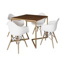 Ver imagem 2 de Mesa Jantar Industrial Quadrada 90cm Amêndoa Base V Dourada com 4 Poltronas Eames Eiffel Daw Madeira