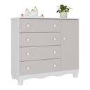 Ver imagem 2 de Cômoda Infantil 95cm 1 Porta e 4 Gavetas Dengo Multimóveis Mp4439 Branco/off White