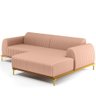 Sofá 5 Lugares com Chaise Direito Para Sala de Estar Molino 320cm D02 Linho Rosê C-105 - Lyam - 1