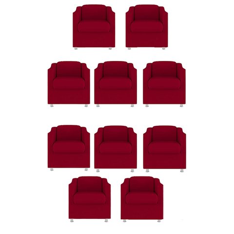 Kit 10 Poltronas Decorativa Bia Suede Vermelho - Twdecora