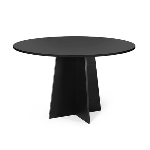 Mesa de Jantar Redonda 120cm 6 Lugares Isabela MDF Preto - Straub Web
