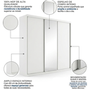 Ver imagem 6 de Guarda-Roupa Casal 3 Portas e 1 Espelho 100% MDF Geneve Branco