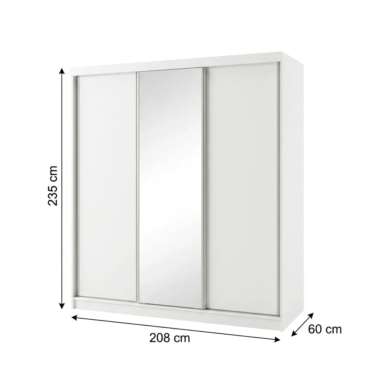 Ver imagem 3 de Guarda-Roupa Casal 3 Portas e 1 Espelho 100% MDF Geneve Branco