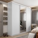 Ver imagem 1 de Guarda-roupa Solteiro 100% Mdf Bp com 3 Portas e 1 Espelho Geneve