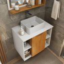 Ver imagem 4 de Gabinete Banheiro Espelheira e Cuba Branca 60 cm Titan Naturalle Branco Bechara