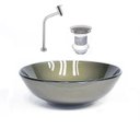 Ver imagem 1 de Kit Cuba Vidro Redonda 42cm Torneira e Válvula