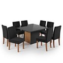 Ver imagem 2 de Conjunto Sala de Jantar Mesa Cris 1360 Quadrada Tampo Vidro com 8 Cadeiras Dalia